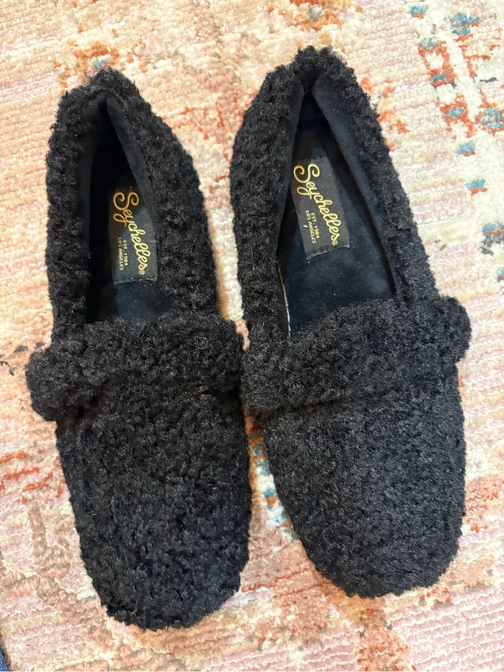 Seychelles Black Bouclé Slip-On Loafers